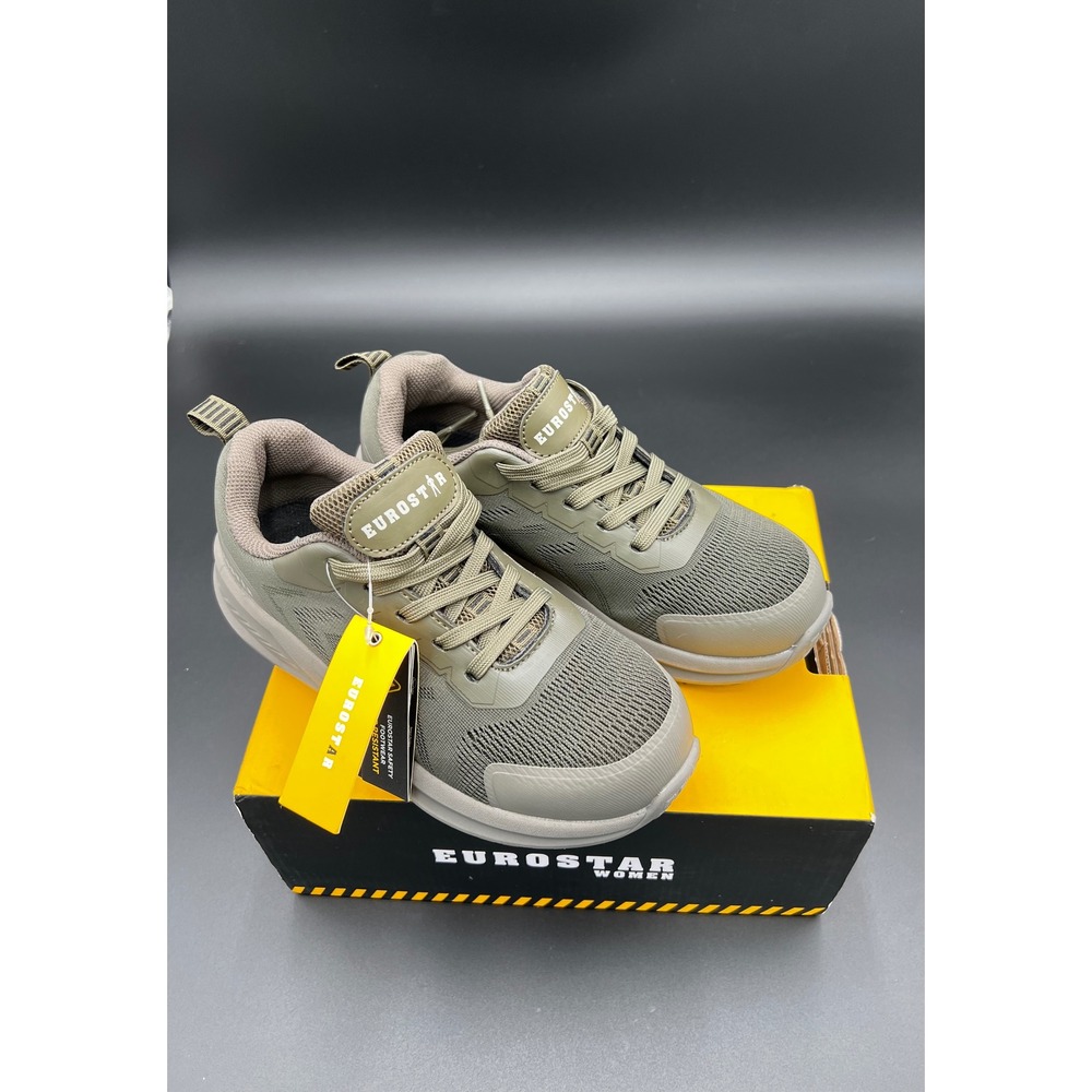 Eurostar Women Steel Toe Safety Work Sneakers Olive Green Oil Slip Resistant NEW
